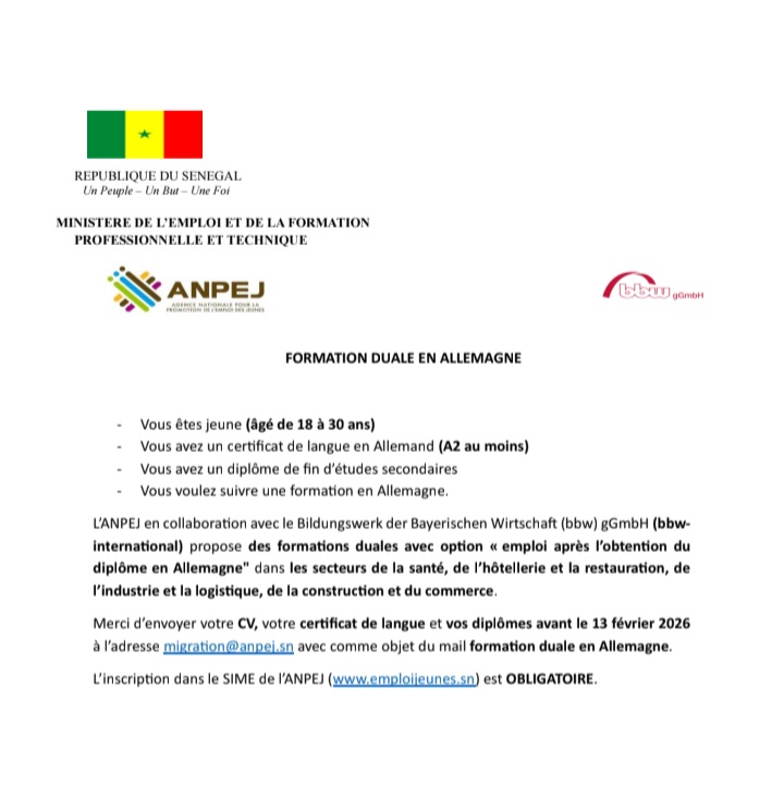 Formation Duale en Allemagne 2026 : Opportunité pour les jeunes Sénégalais