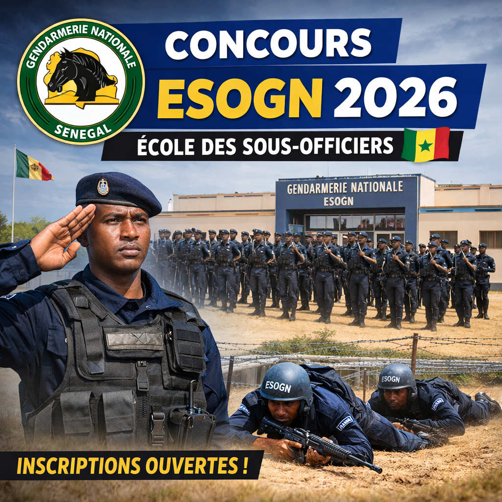 Concours de la Gendarmerie Nationale Sénégalaise 2026 : Ouverture des inscriptions pour l’École des Sous-Officiers