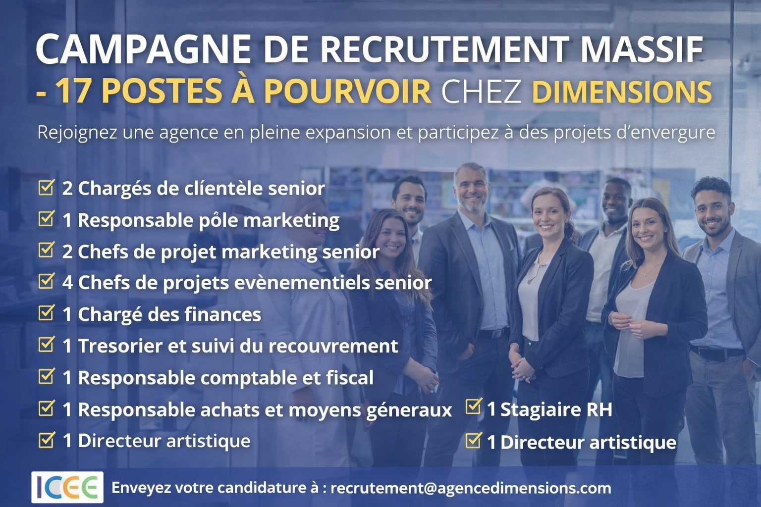 CAMPAGNE DE RECRUTEMENT MASSIF – 17 POSTES À POURVOIR CHEZ DIMENSIONS