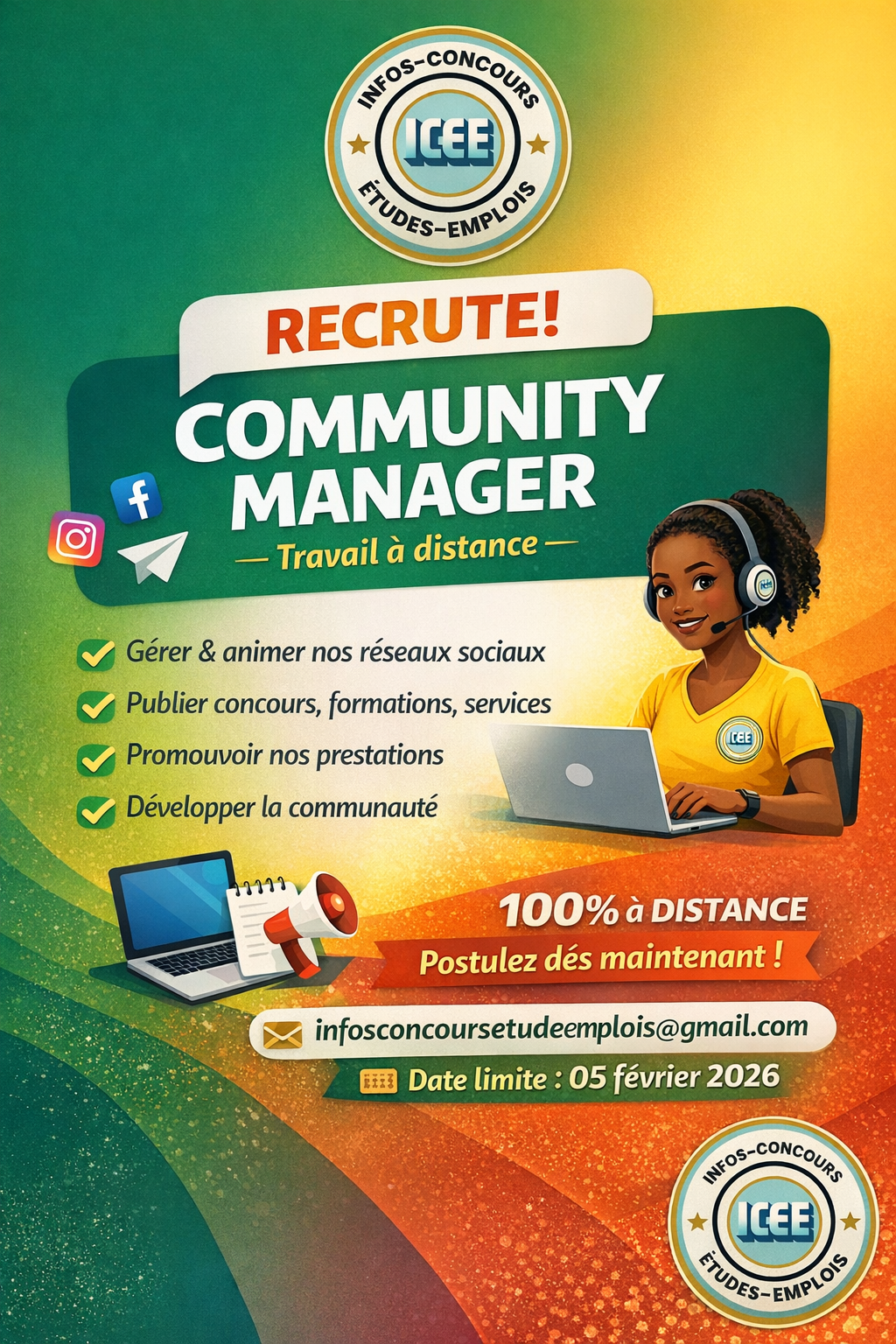 đą Recrutement Community Manager â ICEE (Infos Concours Ătudes Emplois)